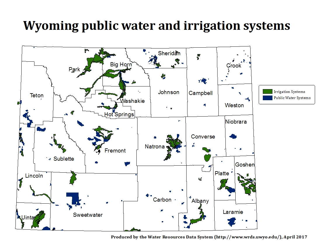 Wyoming Public Water and Irrigation Systems map